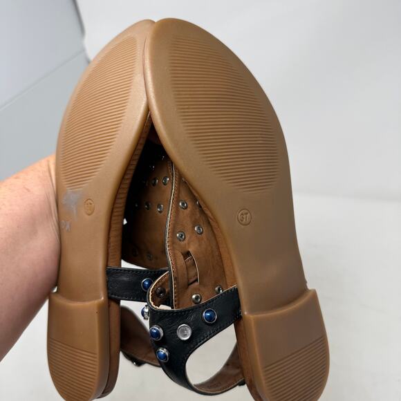 J/Slides Black Beaded Gemstone T-Strap Sandals Size EU 37 - Picture 9 of 11